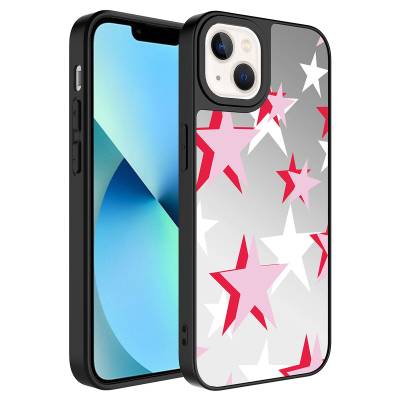 Apple iPhone 13 Case Mirror Patterned Camera Protected Glossy Zore Mirror Cover Yıldız