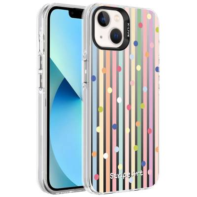 Apple iPhone 13 Case Patterned Zore Silver Hard Cover Noktalar