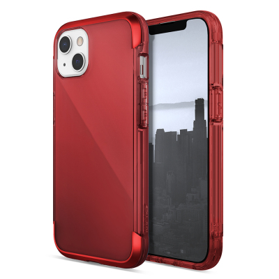 Apple iPhone 13 Case Raptic Air Series Airbag Design Metal Corner Transparent Cover Red