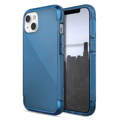 Apple iPhone 13 Case Raptic Air Series Airbag Design Metal Corner Transparent Cover Blue