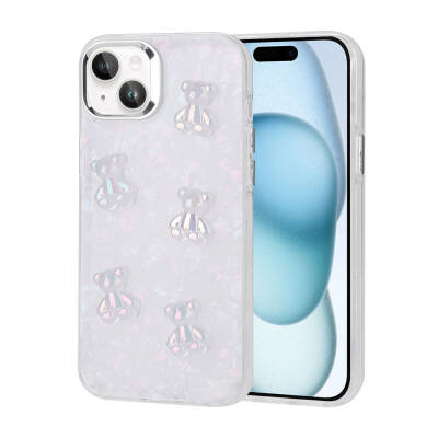 Apple iPhone 13 Case Relief Figured Shiny Zore Eralli Silicone Cover Ayı