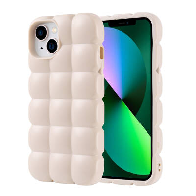 Apple iPhone 13 Case Shiny Flexible Silicone Zore Dom Dom Cover White