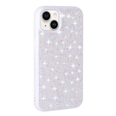 Apple iPhone 13 Case Shiny Stone Design Zore Diamond Cover White