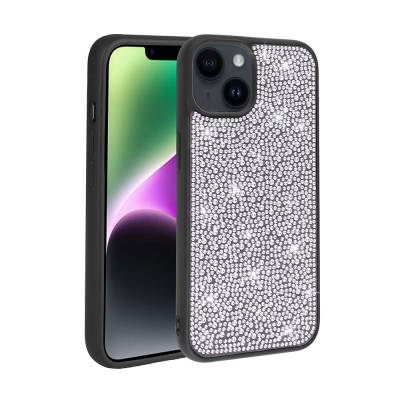 Apple iPhone 13 Case Shiny Stone Design Zore Stone Cover Black