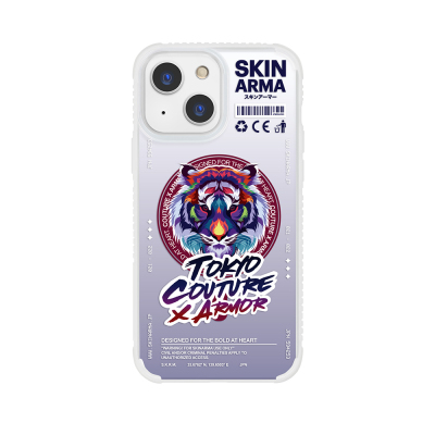 Apple iPhone 13 Case Skinarma M-Safe Charging Feature Tiger Pattern Airbag Design Tasu Case Şeffaf