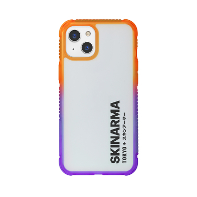 Apple iPhone 13 Case Transparent Airbag Design Skinarma Hade Cover Mor-Turuncu