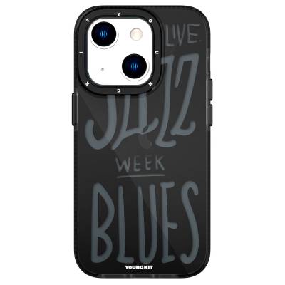 Apple iPhone 13 Case Transparent Color Text Themed Design YoungKit Jazz Series Cover Black