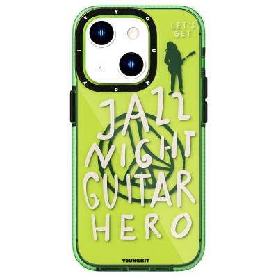 Apple iPhone 13 Case Transparent Color Text Themed Design YoungKit Jazz Series Cover Green