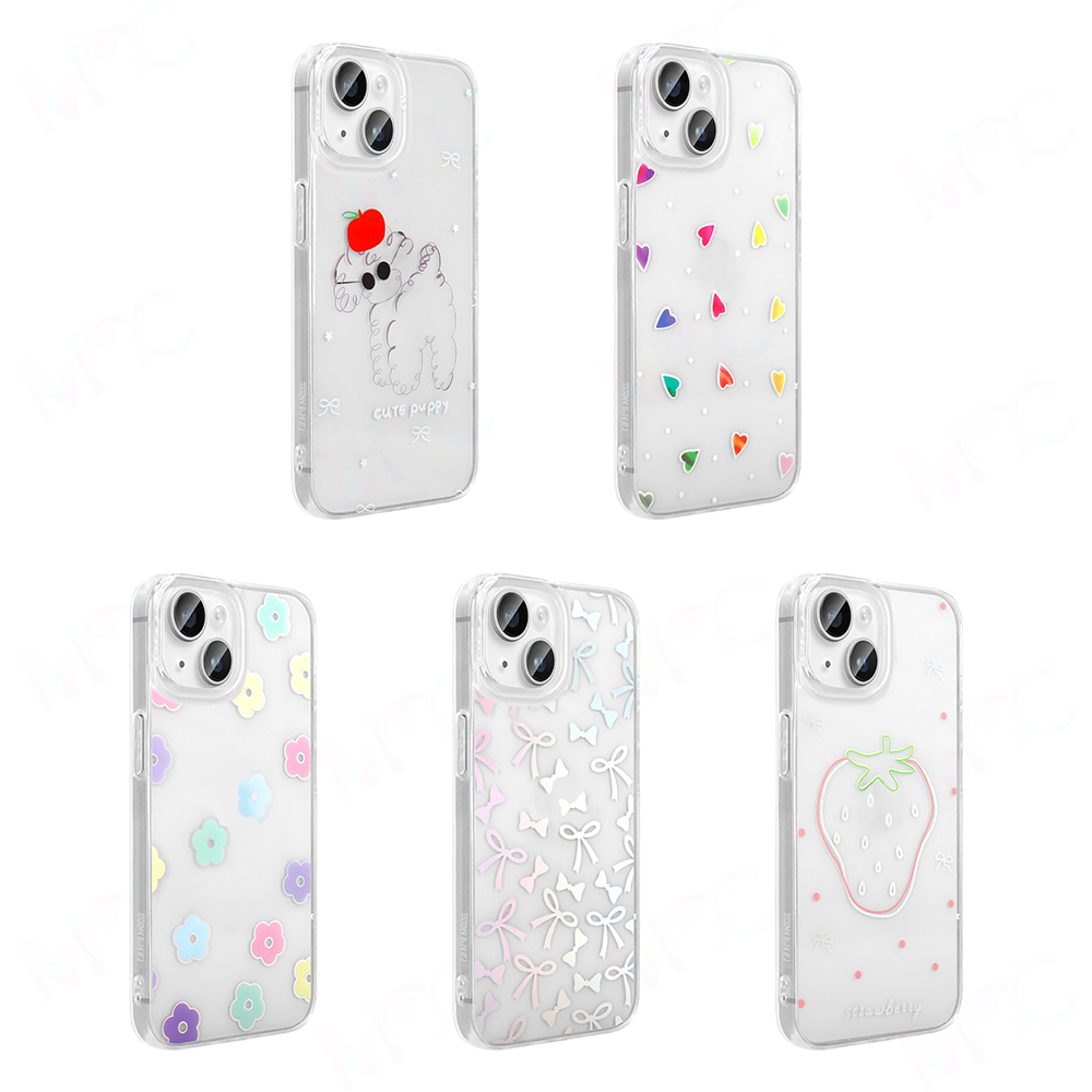 Apple iPhone 13 Case Transparent Figured Zore Folk Hard Cover - 17