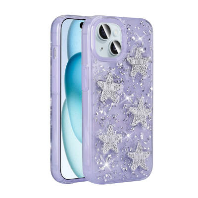 Apple iPhone 13 Case with Airbag Glitter Back Surface Zore Shimmer Silicone Cover Lila