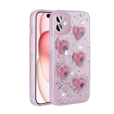 Apple iPhone 13 Case with Airbag Glitter Back Surface Zore Shimmer Silicone Cover Pink