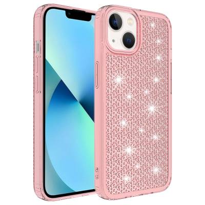 Apple iPhone 13 Case With Airbag Shiny Design Zore Snow Cover Pink