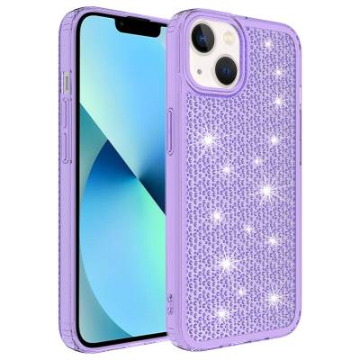 Apple iPhone 13 Case With Airbag Shiny Design Zore Snow Cover Purple