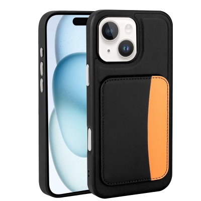 Apple iPhone 13 Case with Card Holder Zore X-Card Silicone Cover Black