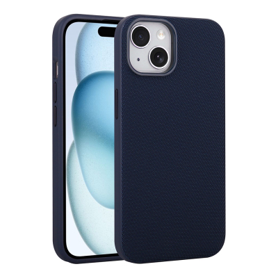 Apple iPhone 13 Case with M-Safe Charging Feature, Fabric Design, Zore Miami Hard PC Cover Navy blue