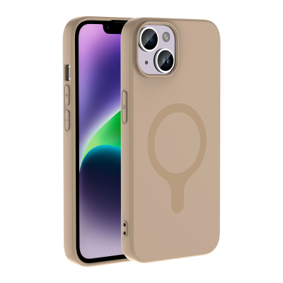 Apple iPhone 13 Case with M-Safe Charging Feature - Zore Aris Silicone Cover Cream