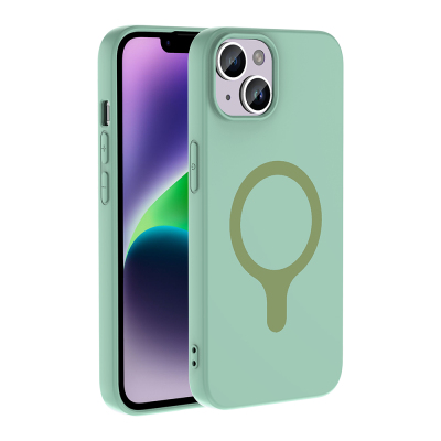 Apple iPhone 13 Case with M-Safe Charging Feature - Zore Aris Silicone Cover Turquoise