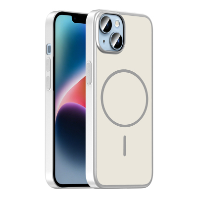 Apple iPhone 13 Case with M-Safe Charging Feature Zore Lora PC Cover Silver