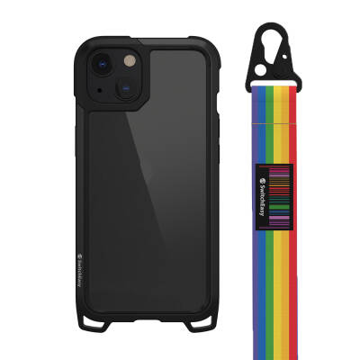 Apple iPhone 13 Case with Neck Strap Composite Design Shock Preventive Licensed Switcheasy Odyssey Cover Rainbow