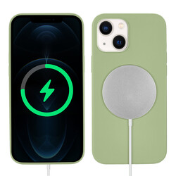 Apple iPhone 13 Case Zore Silksafe Wireless Cover Açık Yeşil