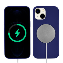 Apple iPhone 13 Case Zore Silksafe Wireless Cover Blue