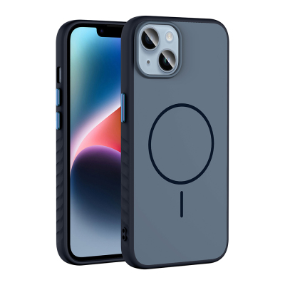 Apple iPhone 13 Case Zore Tea Cover with M-safe Charging Feature Navy blue