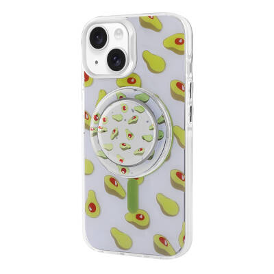 Apple iPhone 13 Case Zore Tiktok Cover with Magsafe Charging Feature and Plug-in Pop Socket Green