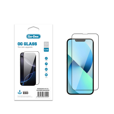Apple iPhone 13 Go Des OG Glass Antistatik Temperli Cam Ekran Koruyucu Şeffaf