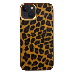 Apple iPhone 13 Kılıf Kajsa Glamorous Serisi Leopard Combo Kapak Sarı
