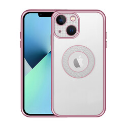 Apple iPhone 13 Kılıf Kamera Korumalı Logo Gösteren Zore Esta Kapak Rose Gold