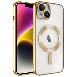 Apple iPhone 13 Kılıf Kamera Korumalı Magsafe Wireless Şarj Özellikli Zore Demre Kapak Gold