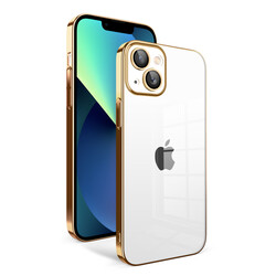 Apple iPhone 13 Kılıf Kamera Korumalı Renkli Çerçeveli Zore Garaj Kapak Gold