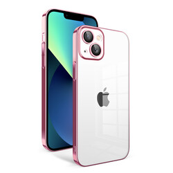 Apple iPhone 13 Kılıf Kamera Korumalı Renkli Çerçeveli Zore Garaj Kapak Rose Gold