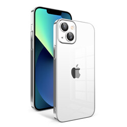 Apple iPhone 13 Kılıf Kamera Korumalı Renkli Çerçeveli Zore Garaj Kapak Gümüş
