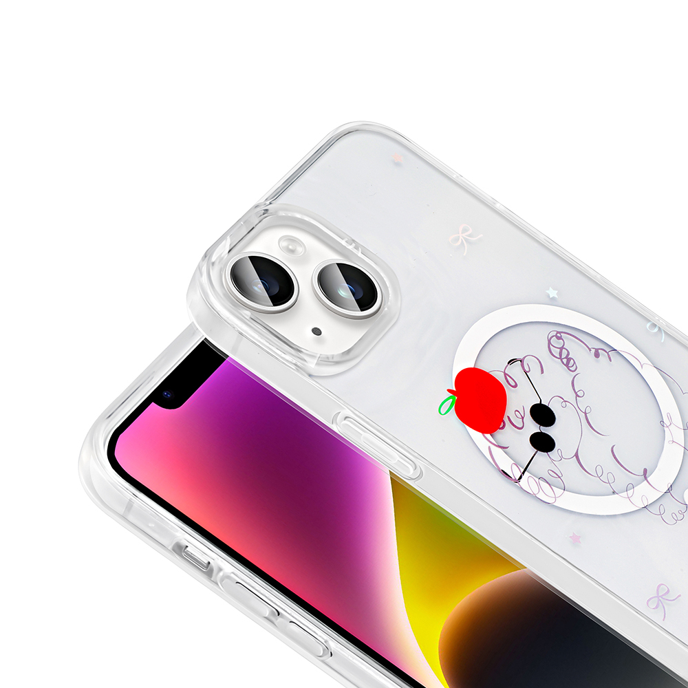 Apple iPhone 13 Kılıf M-Safe Şarj Özellikli Şeffaf Zore Folk Sert Kapak - 12