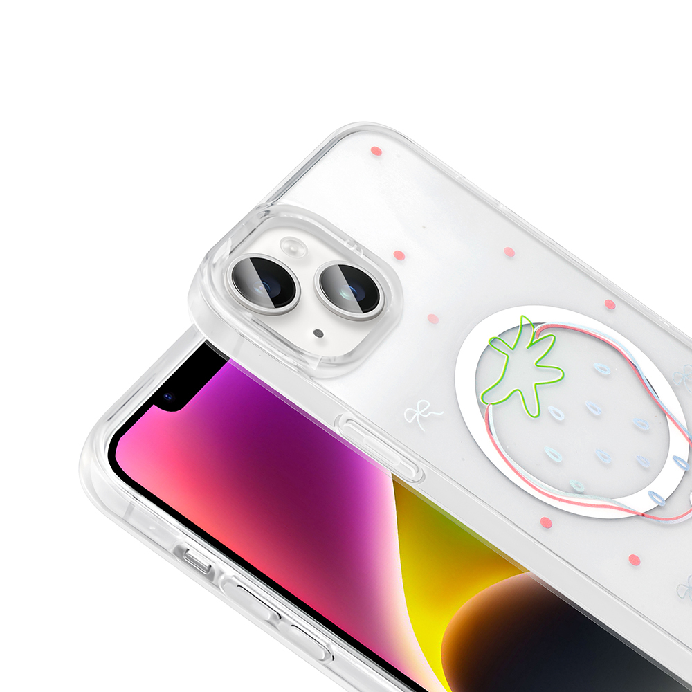 Apple iPhone 13 Kılıf M-Safe Şarj Özellikli Şeffaf Zore Folk Sert Kapak - 14