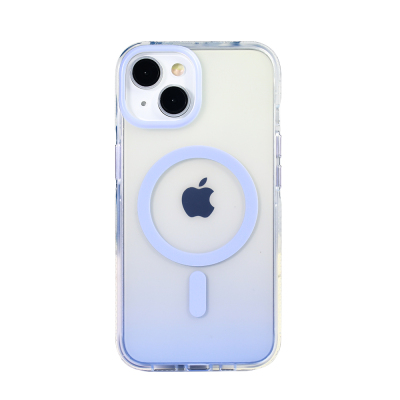 Apple iPhone 13 Kılıf M-safe Şarj Özellikli Transparan Renk Geçişli Zore Toros Kapak Lila
