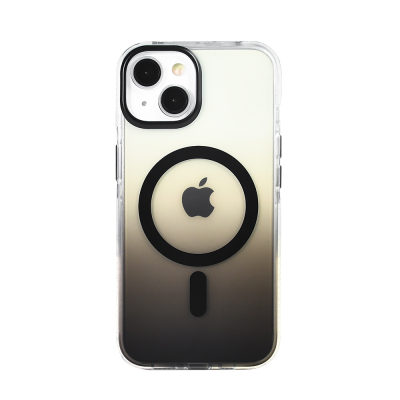 Apple iPhone 13 Kılıf M-safe Şarj Özellikli Transparan Renk Geçişli Zore Toros Kapak Siyah