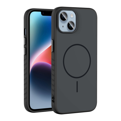 Apple iPhone 13 Kılıf M-safe Şarj Özellikli Zore Tea Kapak Siyah