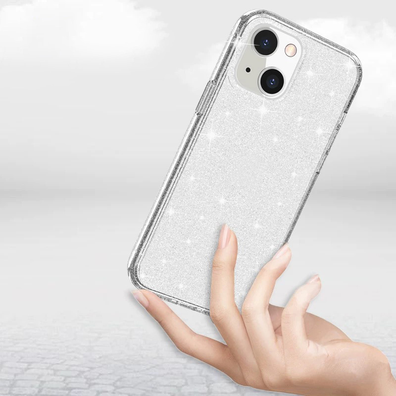 Apple iPhone 13 Kılıf Parlayan Simli Şeffaf Zore Redos Kapak - 3