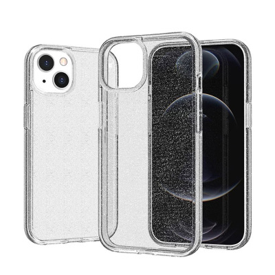 Apple iPhone 13 Kılıf Parlayan Simli Şeffaf Zore Redos Kapak Şeffaf
