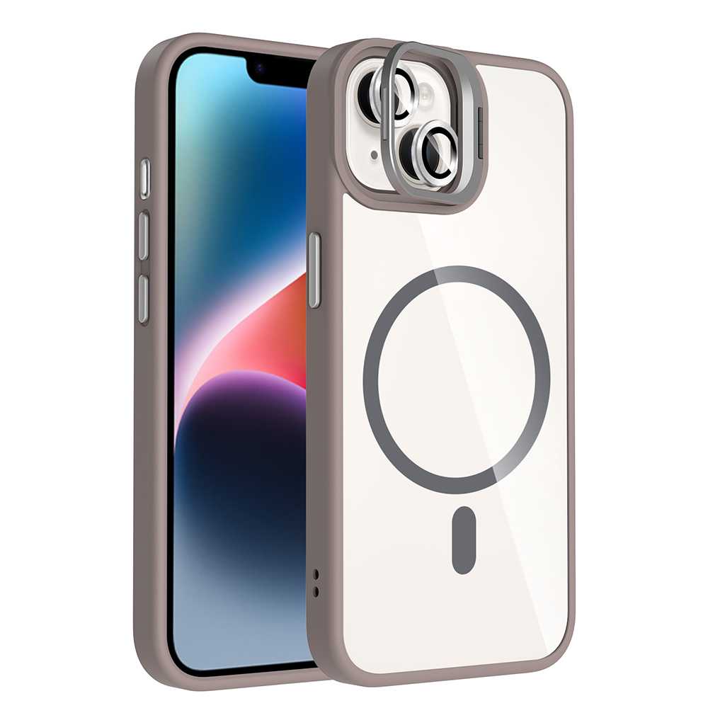 Apple iPhone 13 Kılıf Standlı ve Kamera Lens Hediyeli M-Safe Şarj Özellikli Zore Etro Kapak - 3