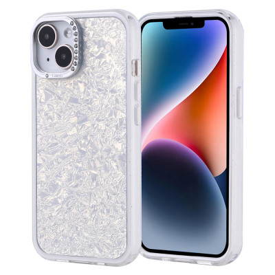 Apple iPhone 13 Kılıf Taşlı Tasarımlı Zore Kapi Kapak Gümüş