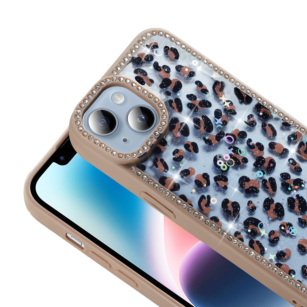 Apple iPhone 13 Kılıf Taşlı ve Simli Tasarım Zore Azra Kapak - 9