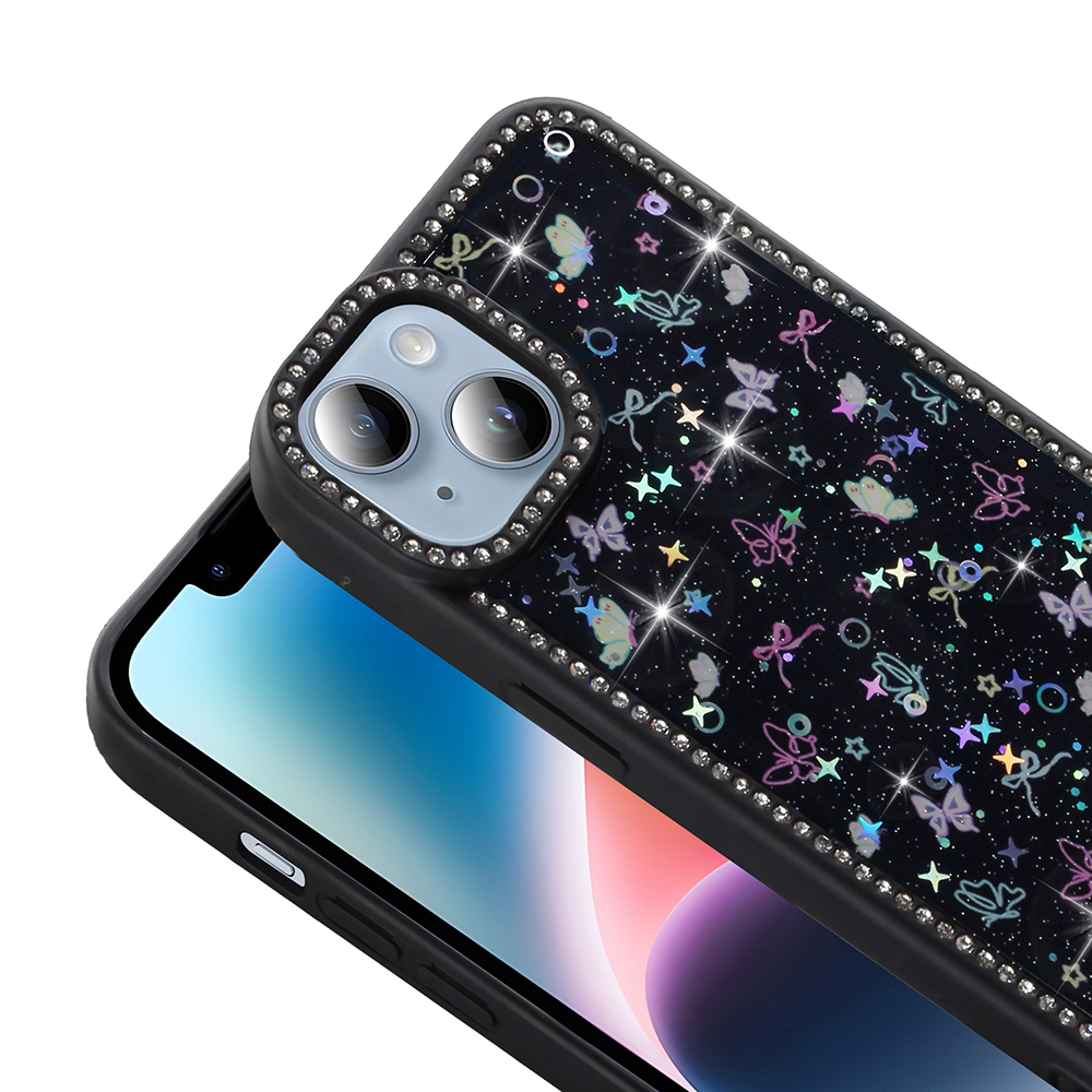 Apple iPhone 13 Kılıf Taşlı ve Simli Tasarım Zore Azra Kapak - 8