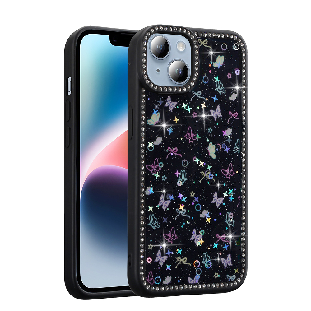 Apple iPhone 13 Kılıf Taşlı ve Simli Tasarım Zore Azra Kapak - 2