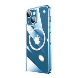 Apple iPhone 13 Kılıf Wireless Şarj Özellikli Sert PC Zore Riksos Magsafe Kapak Renksiz