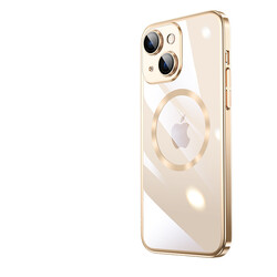 Apple iPhone 13 Kılıf Wireless Şarj Özellikli Sert PC Zore Riksos Magsafe Kapak Gold