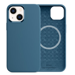 Apple iPhone 13 Kılıf Wiwu Magsafe Magnetic Silikon Kapak Mavi