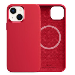 Apple iPhone 13 Kılıf Wiwu Magsafe Magnetic Silikon Kapak Kırmızı